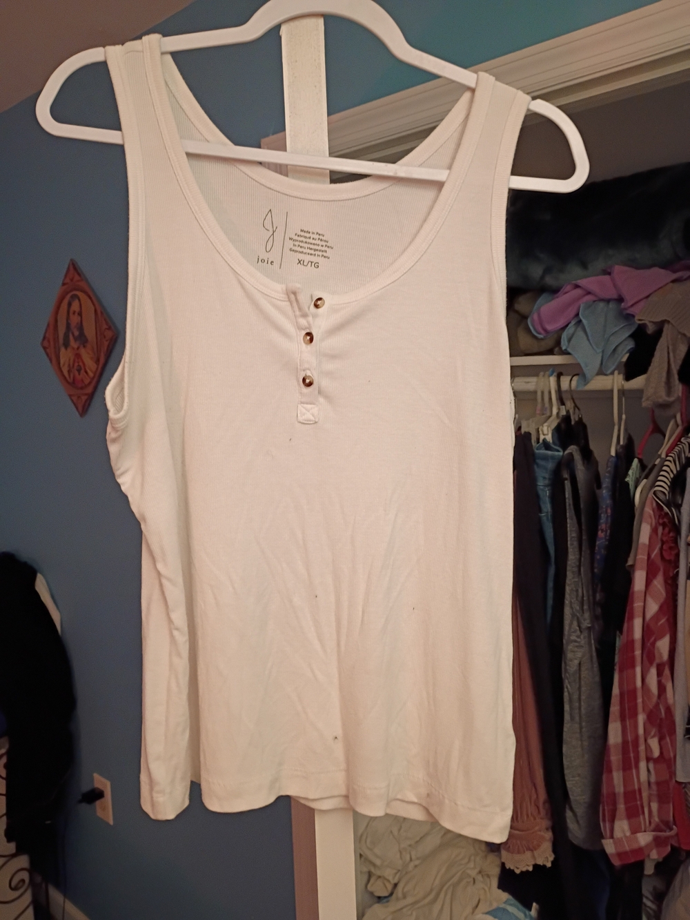 Joie White Sleeveless Henley Tank Top